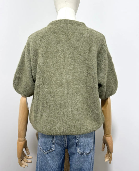 Lyhythihainen neuletakki baby alpaca -langasta, khaki