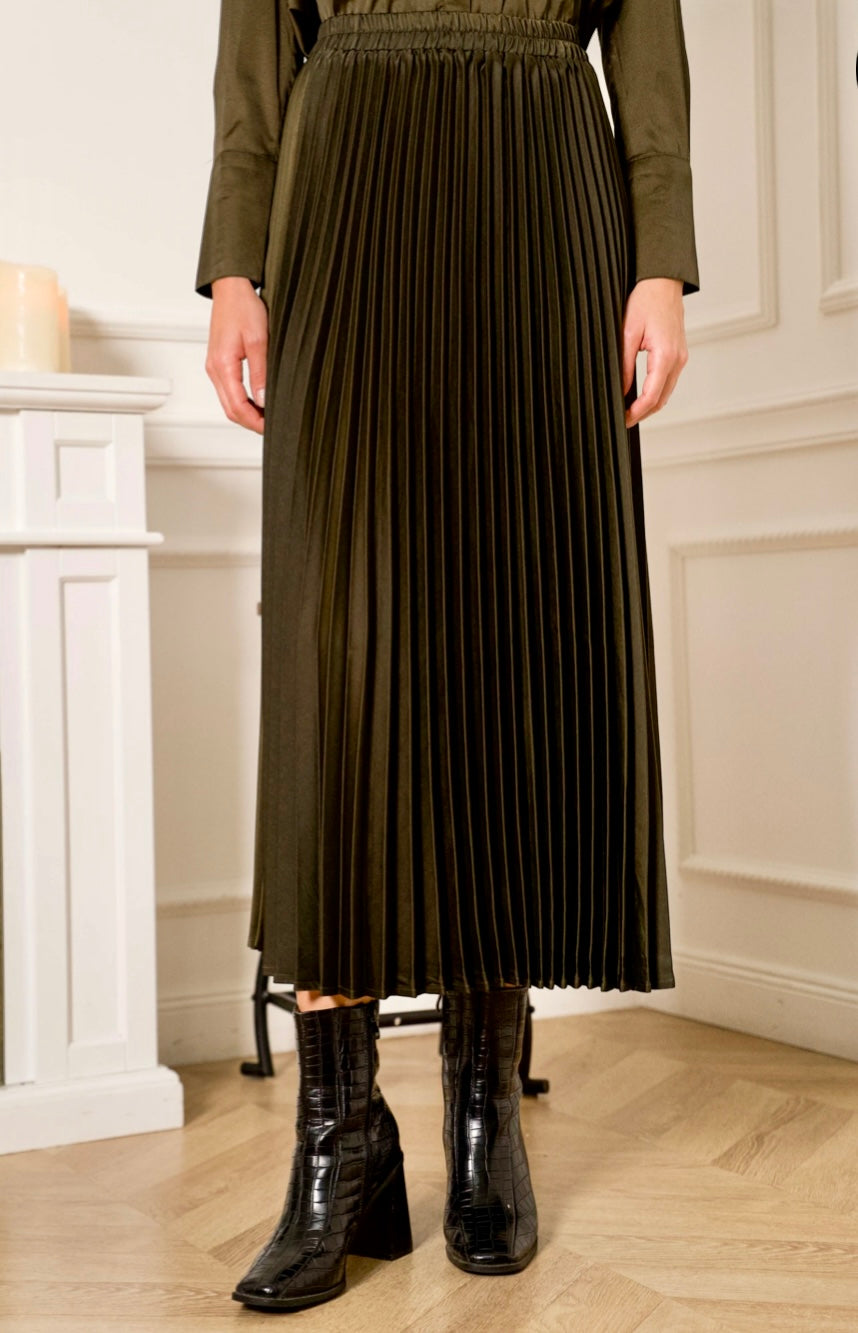 Pliseerattu hame, khaki