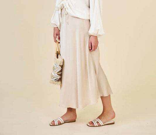 Silkkiviskoosihame beige