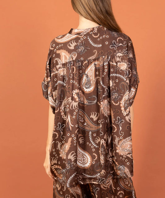 Silkkisatiinipusero Bandana ruskea