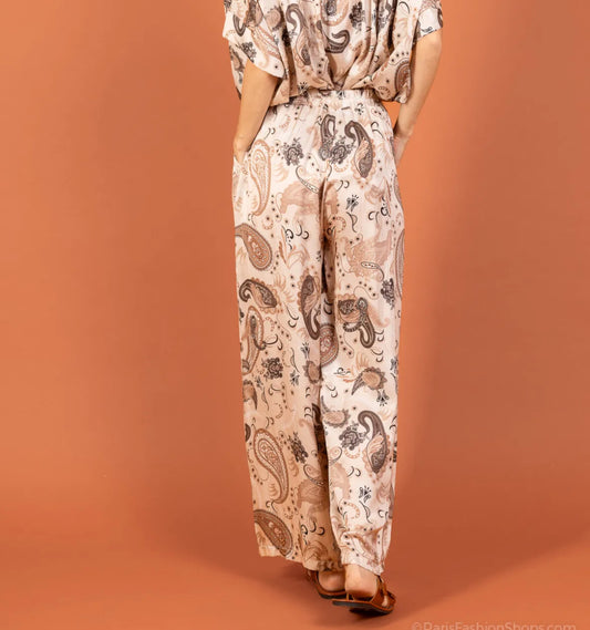 Silkkisatiinihousut Bandana vaalea