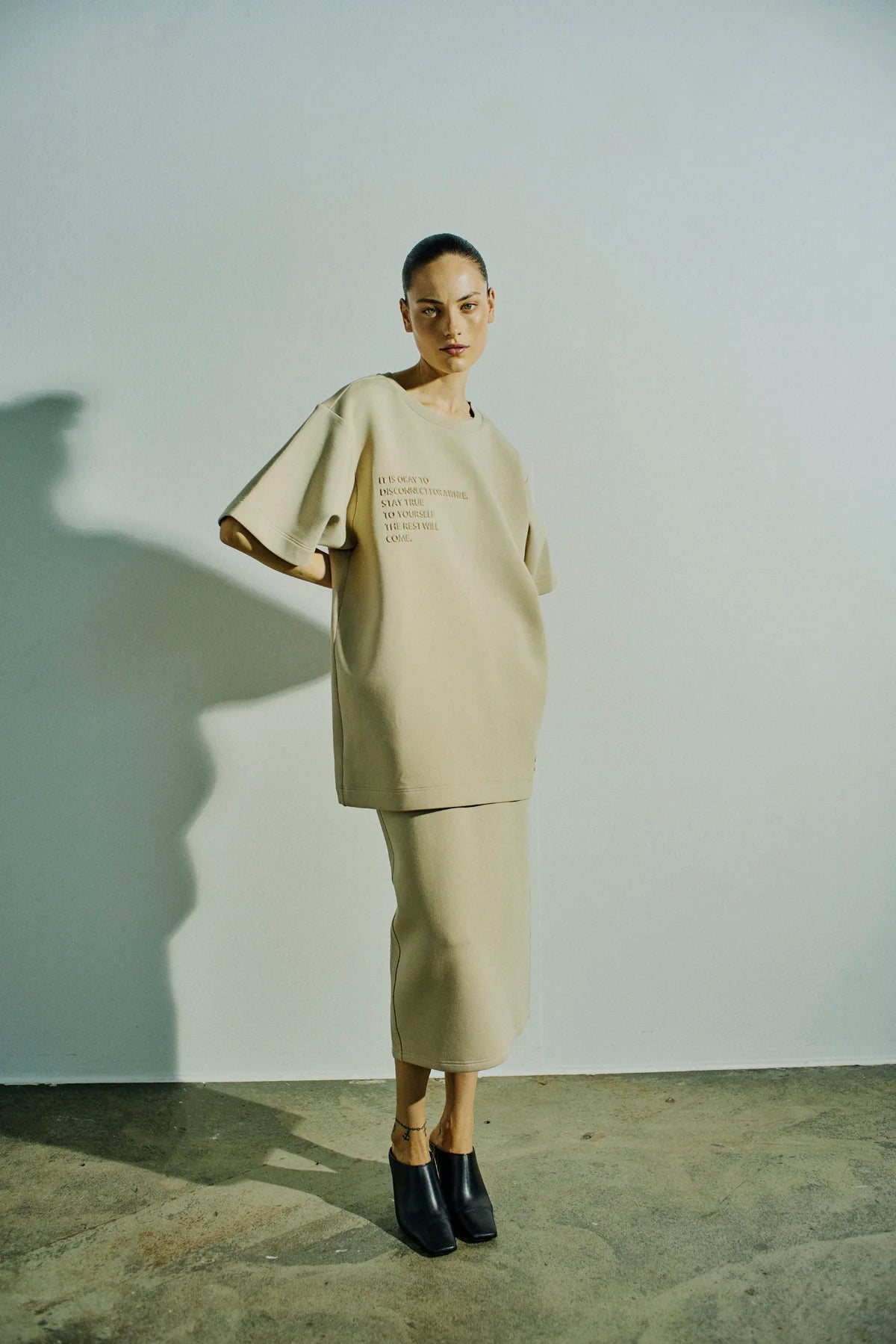 CPH MUSE pitkä Scuba t-paita, vaaleahiekka