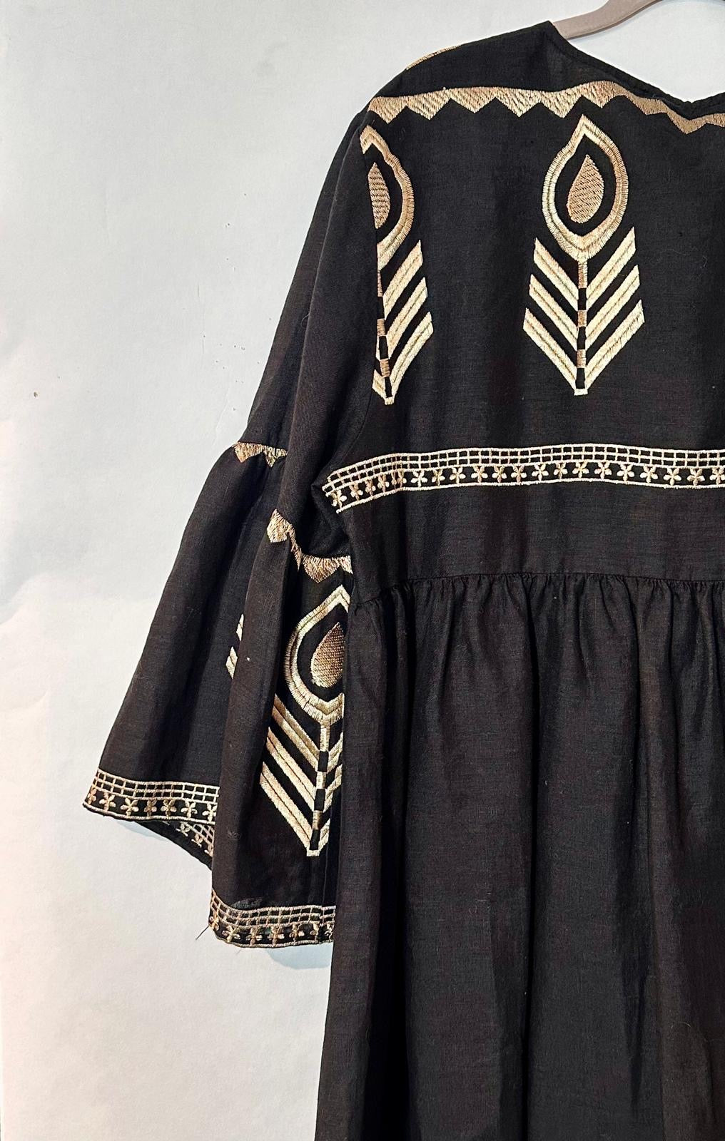 Greek midi mekko kellohihoilla, musta