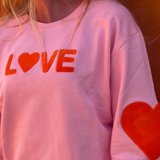 Love -collegepaita vaaleanpunainen