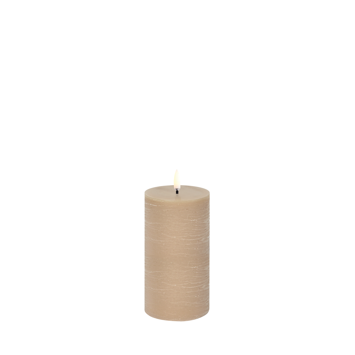 LED-pöytäkynttilä, beige rustiikkinen Ø 7,8 x 15 cm