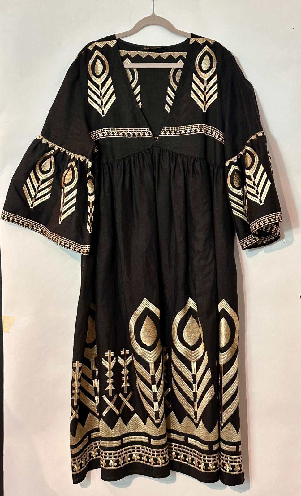 Greek midi mekko kellohihoilla, musta