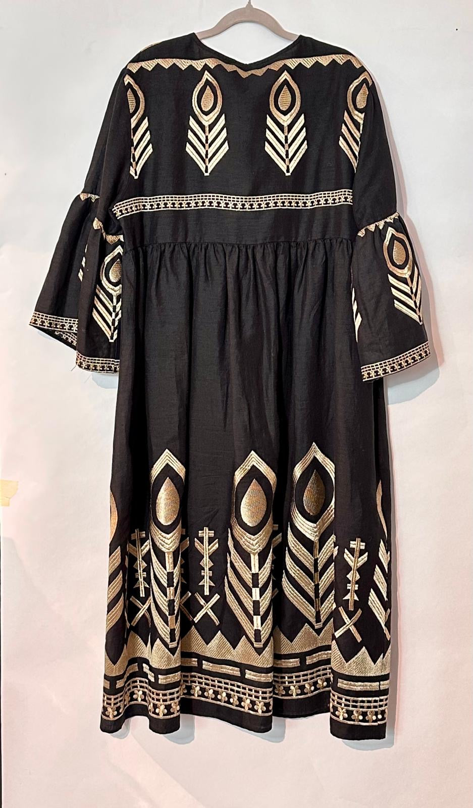 Greek midi mekko kellohihoilla, musta