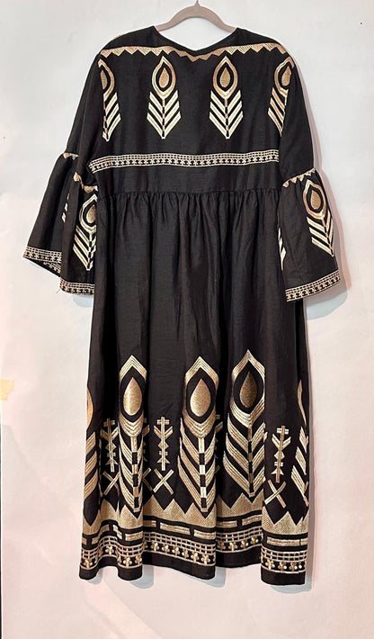 Greek midi mekko kellohihoilla, musta