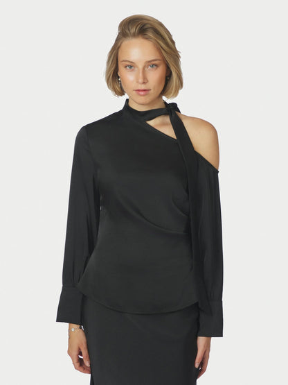 Neo Noir Shirli Heavy satiinipaita, musta