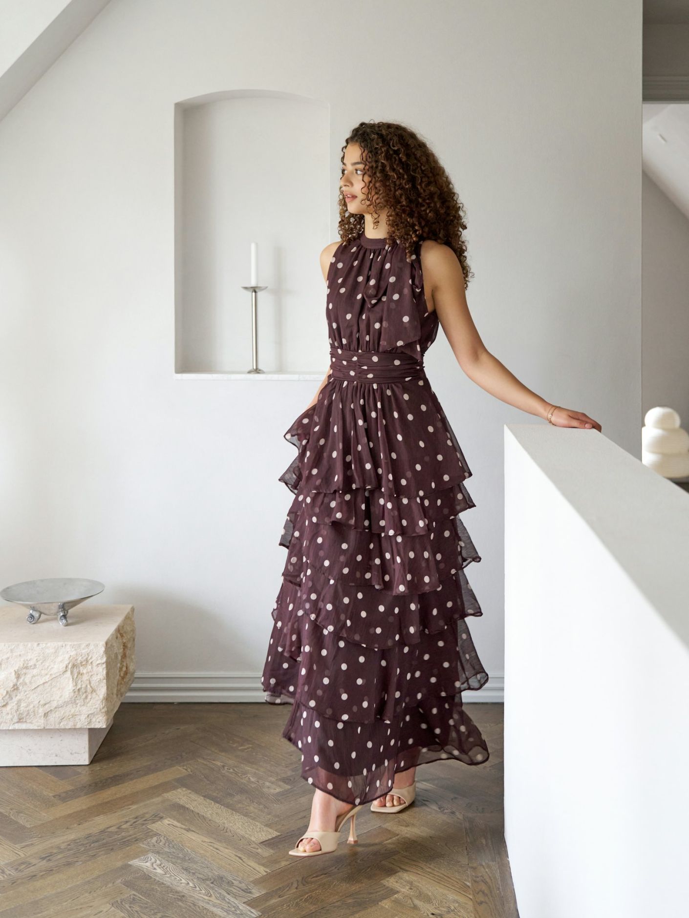 Neo Noir Marli mekko, ruskea pilkullinen