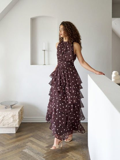 Neo Noir Marli mekko, ruskea pilkullinen