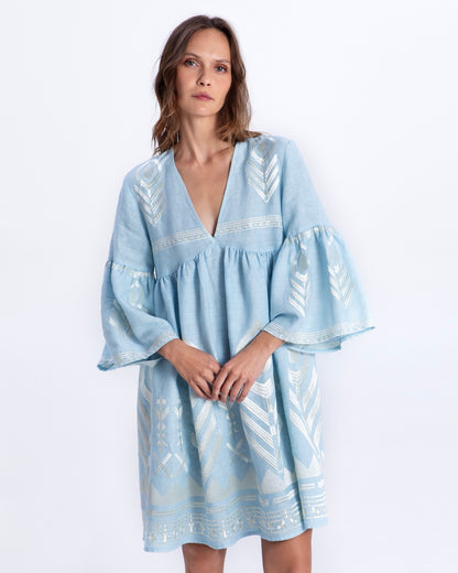 Greek lyhyt mekko kellohihoilla, taivaansininen