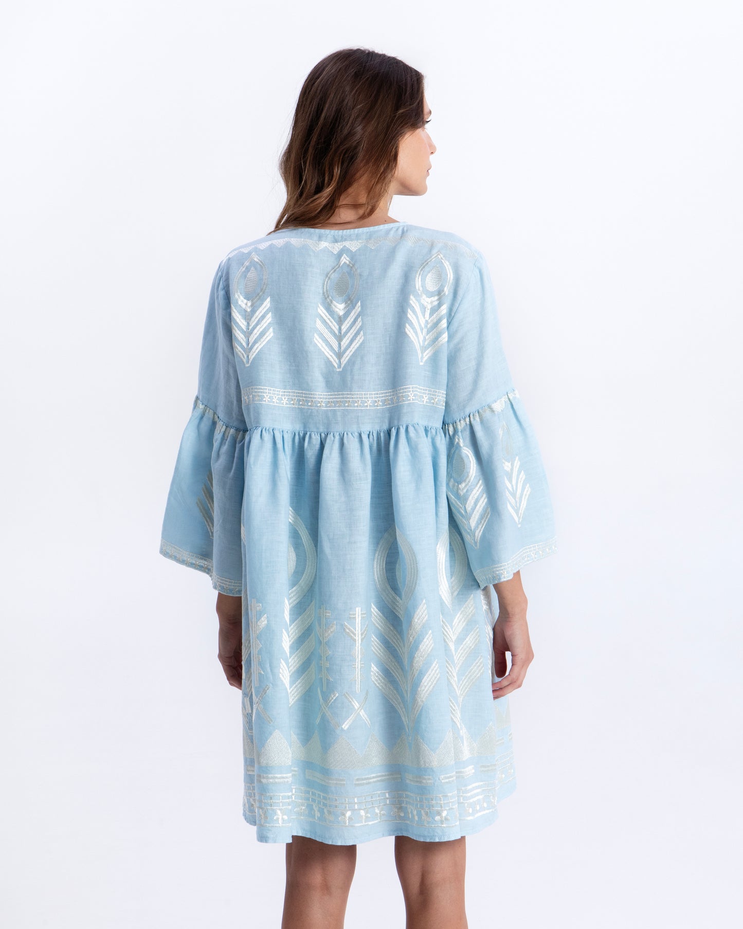 Greek lyhyt mekko kellohihoilla, taivaansininen