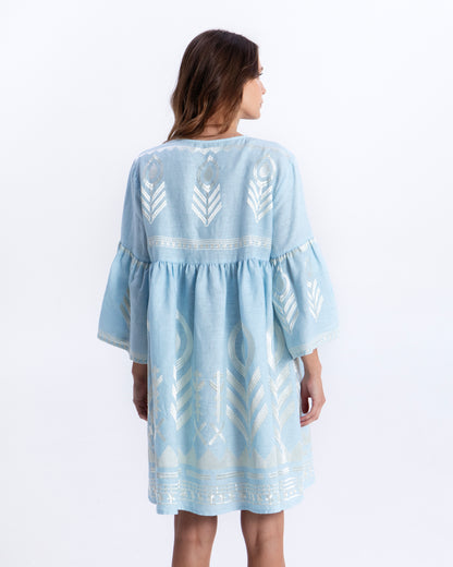 Greek lyhyt mekko kellohihoilla, taivaansininen