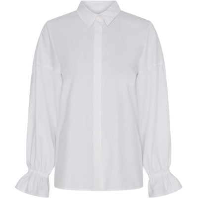 Bambuspaita röyhelöhihansuilla, valkoinen