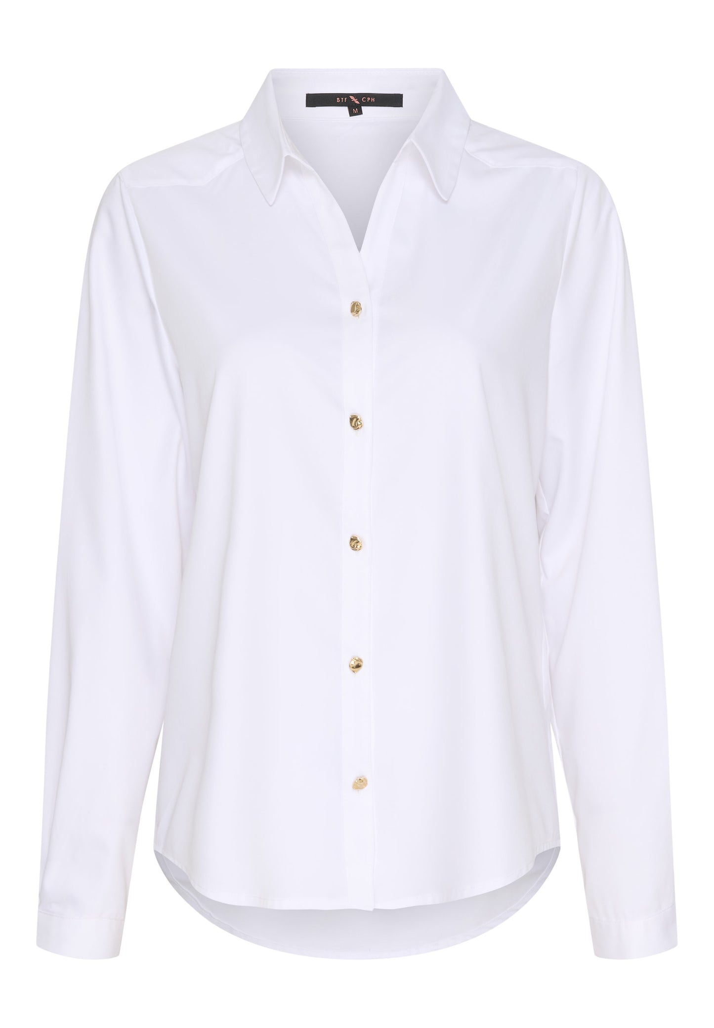 Kauluspaita kultaisilla napeilla, valkoinen