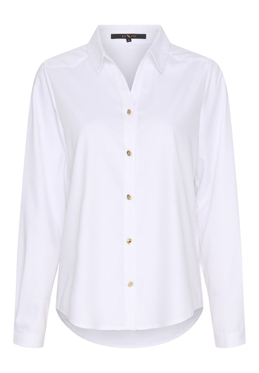 Kauluspaita kultaisilla napeilla, valkoinen