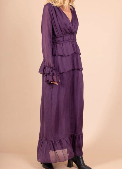 Silkkiviskoosi juhlamekko, lila