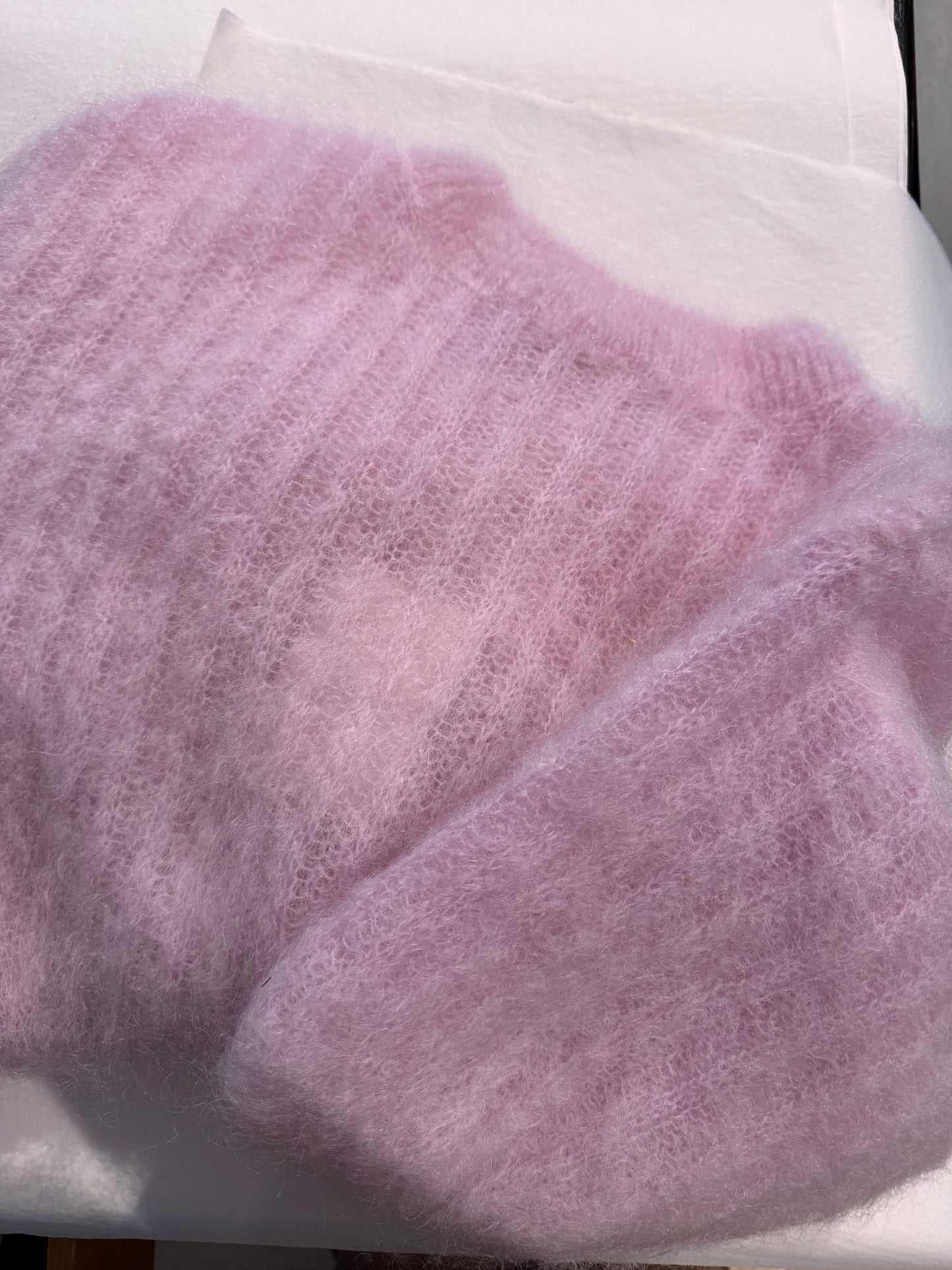 Kyynärmittainen neulepaita, vaaleanpunainen