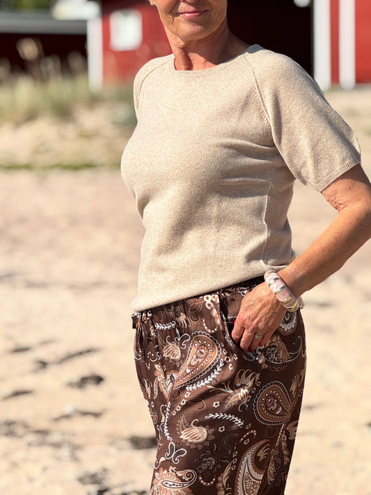 Silkkisatiinihousut Bandana ruskea