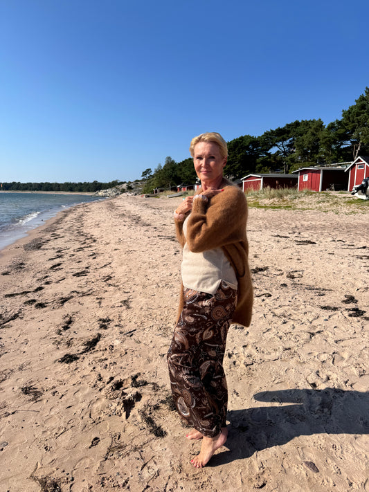 Silkkisatiinihousut Bandana ruskea