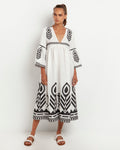 Greek midi mekko kellohihoilla, luonnonvaalea
