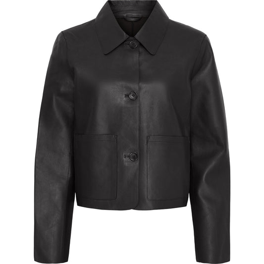 BTF jakkutakki nahka, musta