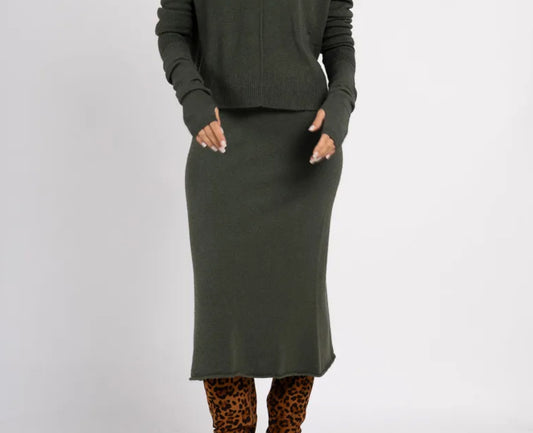 Polvimittainen hame, khaki