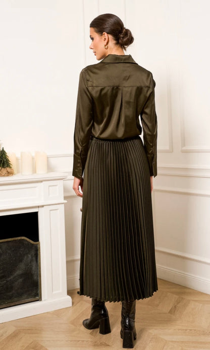 Pliseerattu hame, khaki