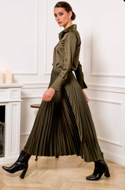 Pliseerattu hame, khaki