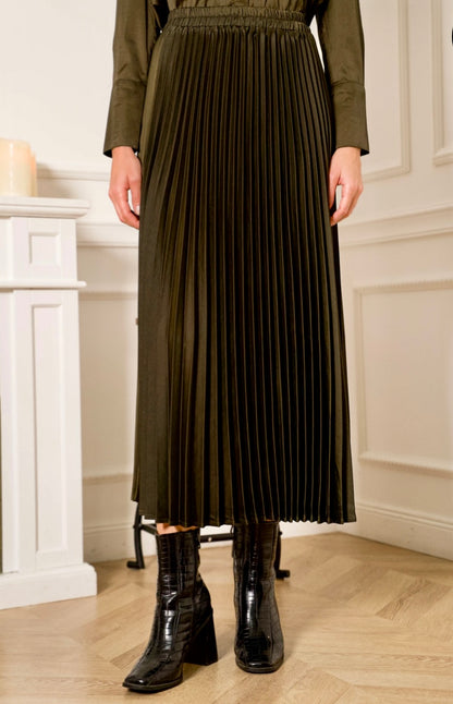 Pliseerattu hame, khaki