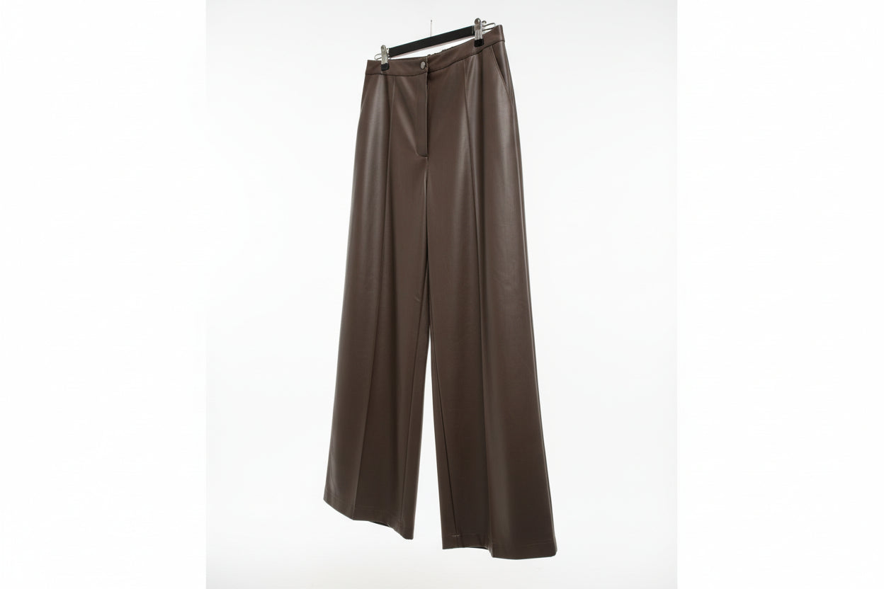 Milla leveälahkeiset housut, suklaanruskea