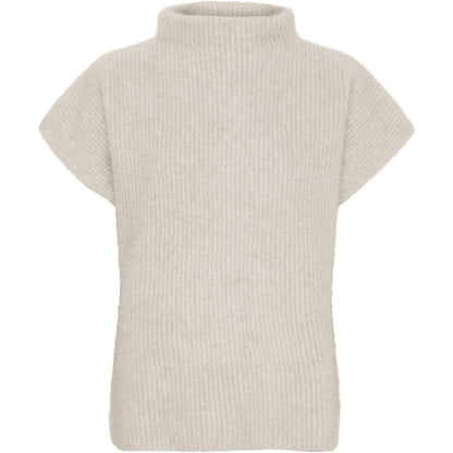 Kashmir-pesukarhunvilla lyhythihainen neulepusero, vaalea