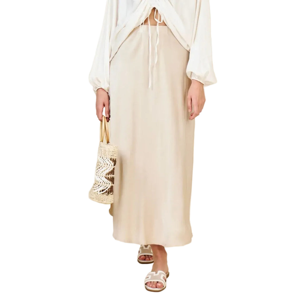 M&E Silkkiviskoosihame beige