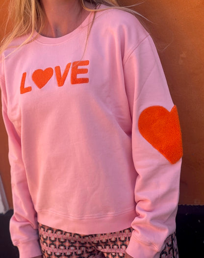 Love -collegepaita vaaleanpunainen