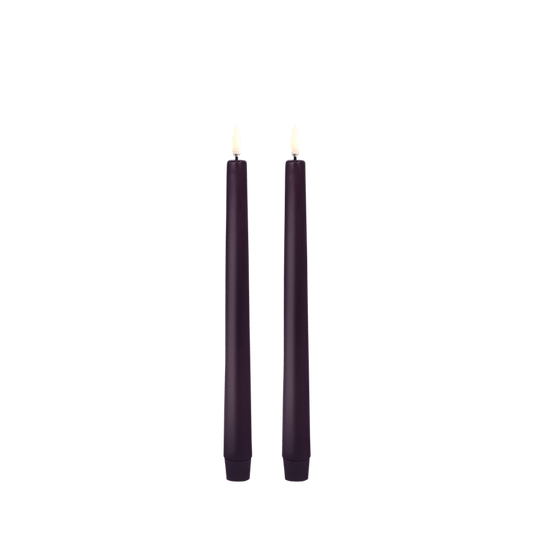LED-kruunukynttilä luumu, 2,3 x 25 cm, 2 kpl