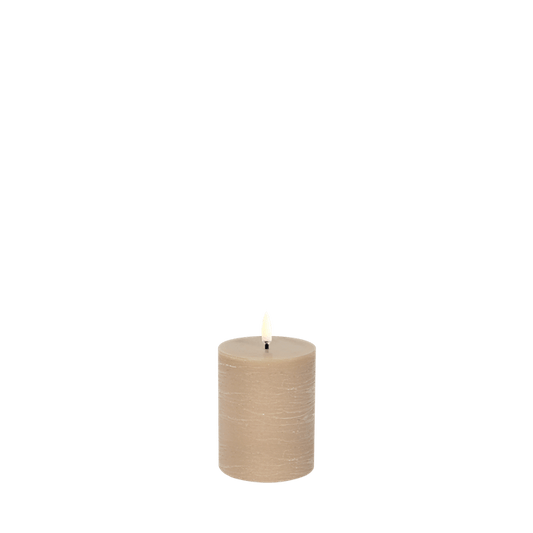 LED-pöytäkynttilä, beige rustiikkinen Ø 7,8 x 10 cm